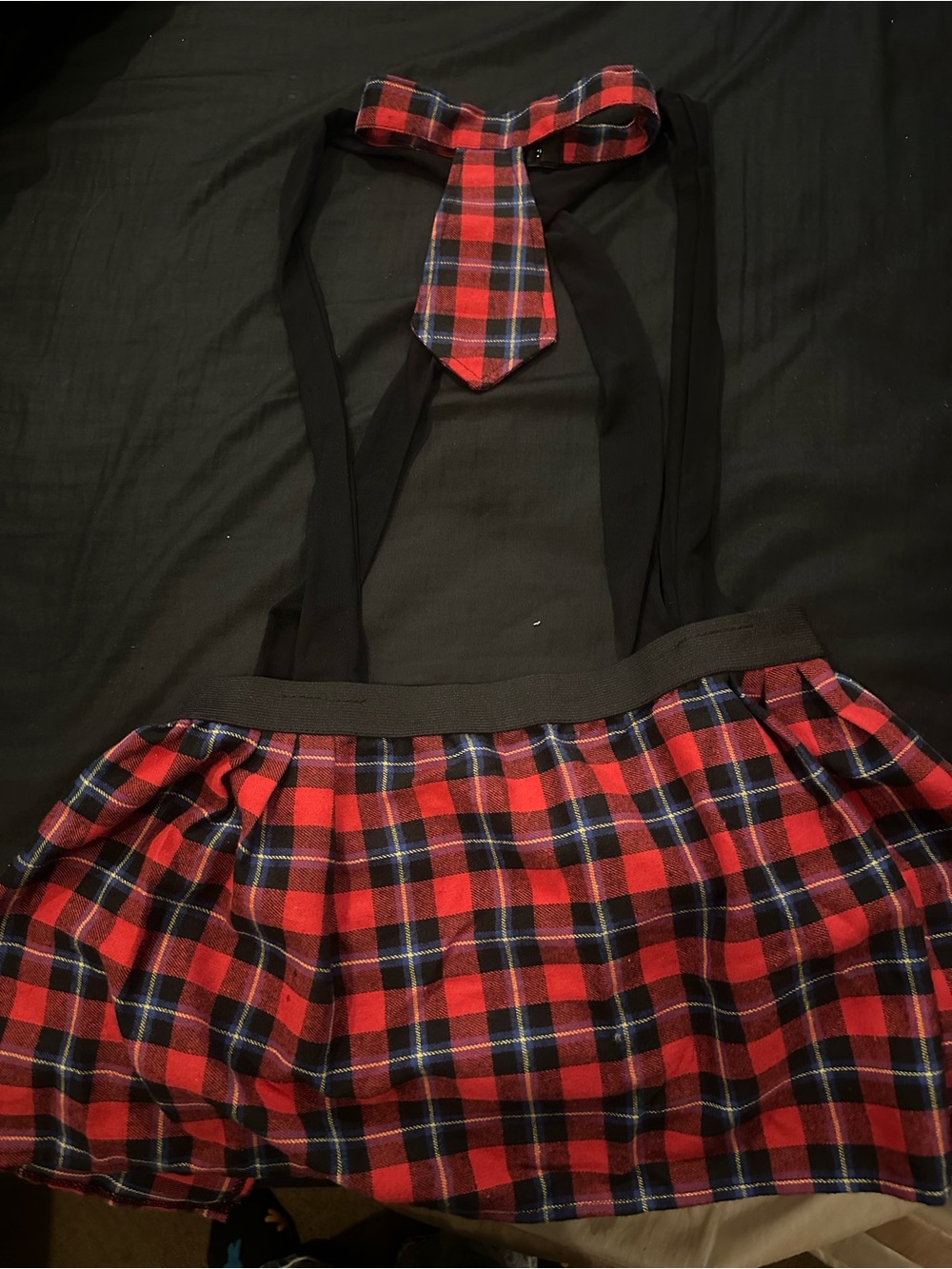 Sexy Red Plaid Pinafore skirt with Tie